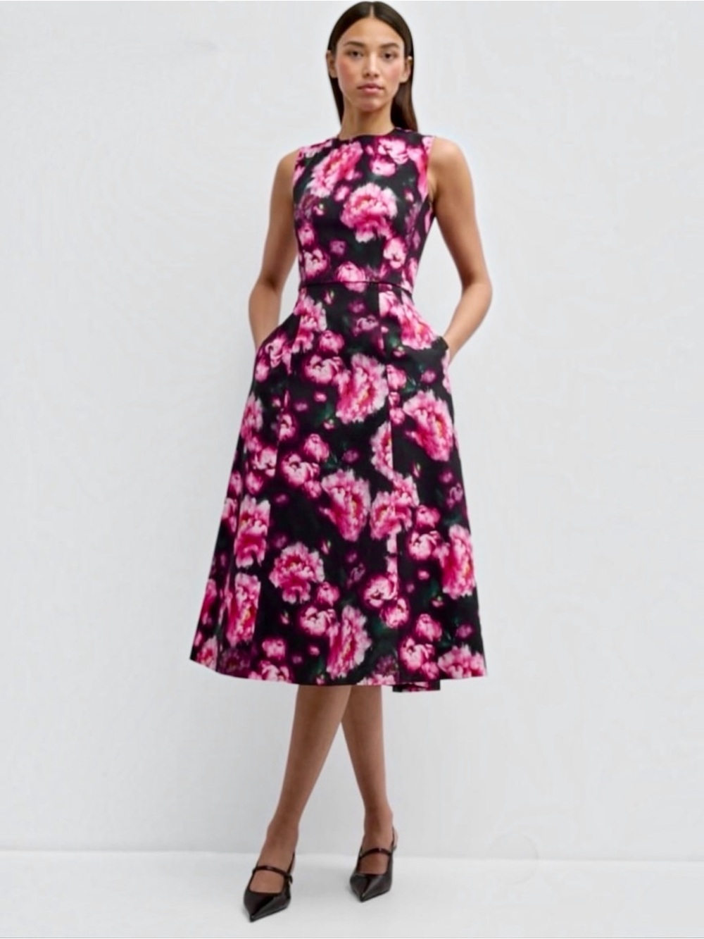 Adam Lippes Eloise Floral Print Sleeveless A-Line Cocktail Midi Dress Size 4 NEW